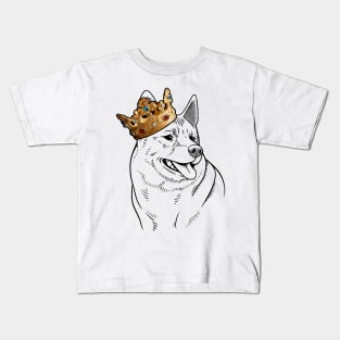 Norwegian Elkhound Dog King Queen Wearing Crown Kids T-Shirt